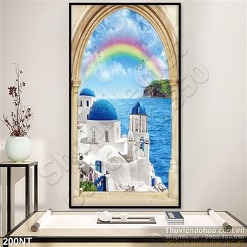 Tranh lâu đài trên biển