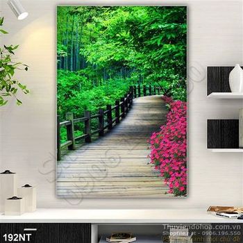 Tranh con đường vào khu rừng tre