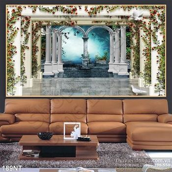 Tranh hoa dây leo và cổng nhà