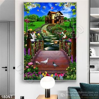 Tranh cây cầu bà nhà biệt thự