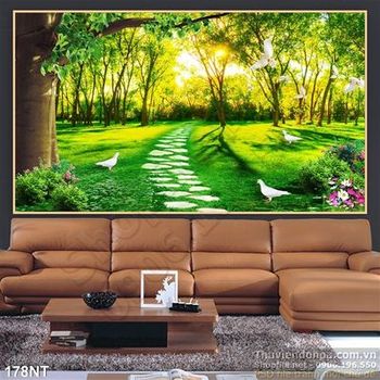 Tranh con đường vào khu công viên đẹp