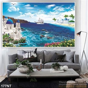 Tranh tòa lâu đài trên biển