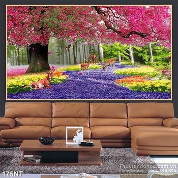 Tranh vườn hoa mùa xuân