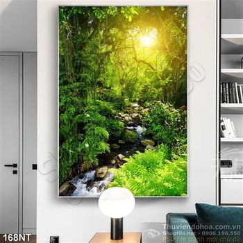 Tranh dòng suối trong rừng nghệ thuật