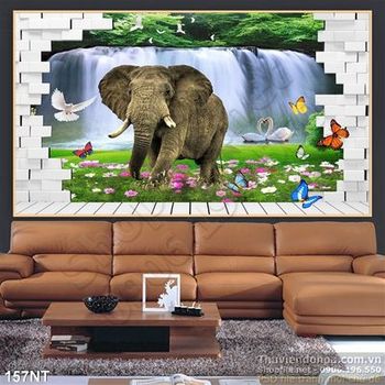 Tranh con voi và khu rừng