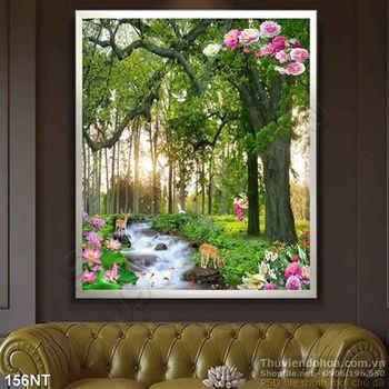 Tranh dòng sông và khu rừng