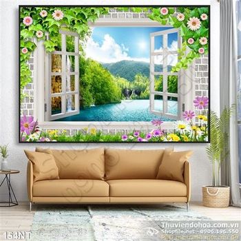 Tranh cửa sổ nhìn ra dòng sông