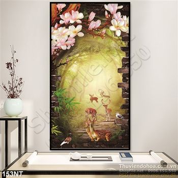 Tranh hươu và nai trang trí phòng bé