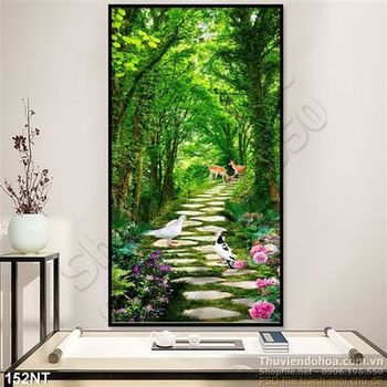 Tranh con đường và khu rừng