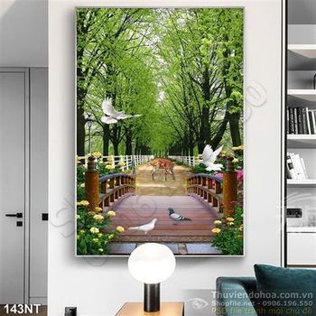 Tranh cây cầu đi vào ku rừng