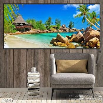 Tranh khu nghỉ dưỡng trên biển