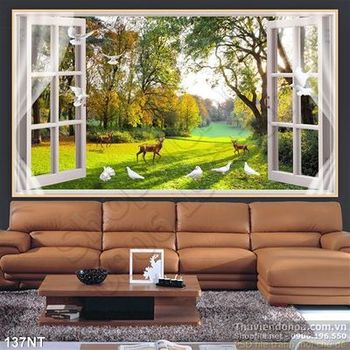 Tranh cửa sổ và phong cảnh mùa thu