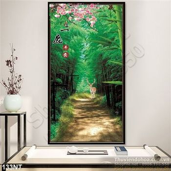 Tranh hươu và con đường tre