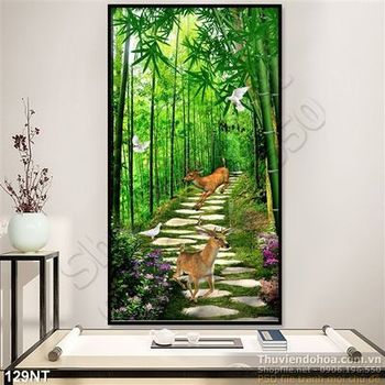 Tranh con đường và rừng tre
