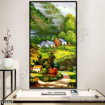 Tranh sơn dầu phong cảnh làng quê