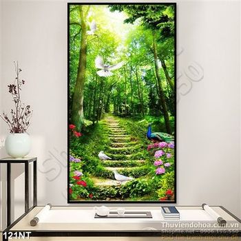 Tranh bậc thang vào khu rừng