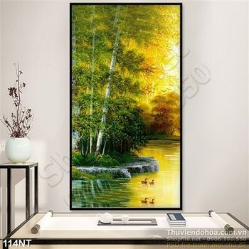 Tranh sơn dầu phong cảnh ven sông