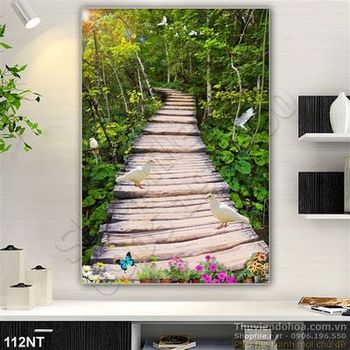 Tranh cây cầu treo trong rừng