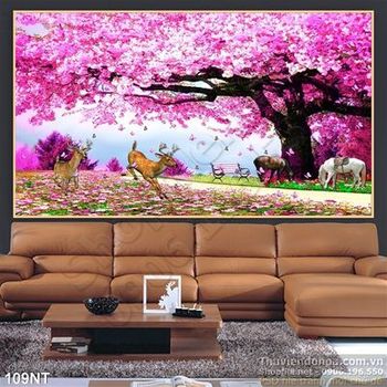 Tranh khu vườn đào nghệ thuật