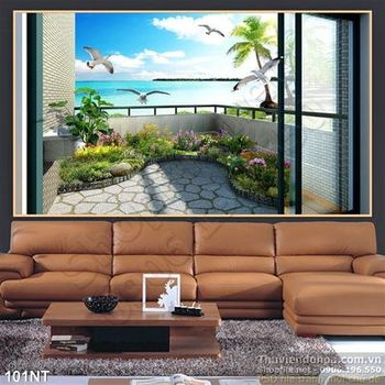 Tranh ban công nhìn ra biển