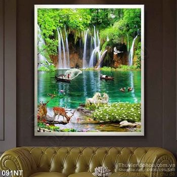 Tranh phong cảnh thác nước thiên nhiên