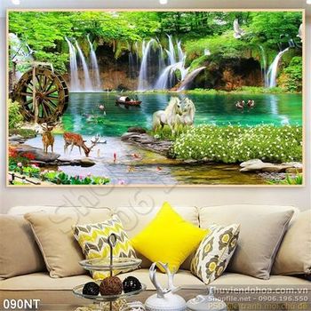 Tranh phong cảnh thác nước phong thủy đẹp