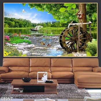 Tranh phong cảnh bên dòng sông