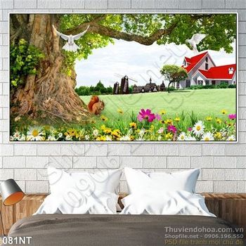 Tranh khu vườn trong biệt thự
