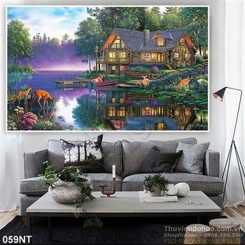 Tranh sơn dầu khu biệt thự cổ