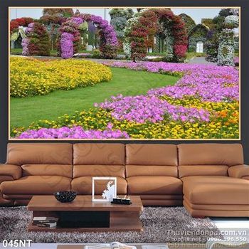 Tranh cánh đồng hoa trong công viên