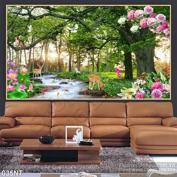 Tranh đàn nai trong khu rừng