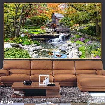 Tranh ngôi nhà trên thác