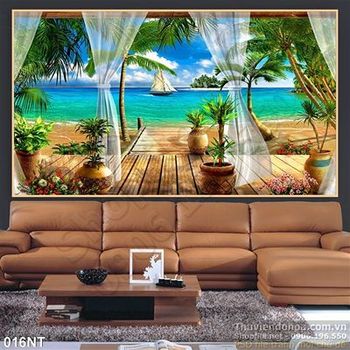 Tranh khu nghỉ dưỡng hiện đại