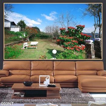 Tranh sân vườn khu biệt thự