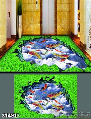 Tranh cá Koi và suối