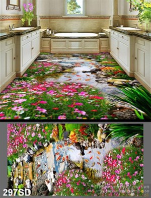 Tranh cá chép Koi và hoa