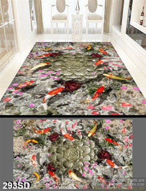 Tranh cá chép và hoa Sen đá