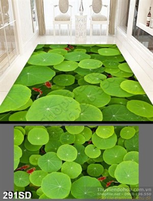 Tranh lá sen và cá Koi