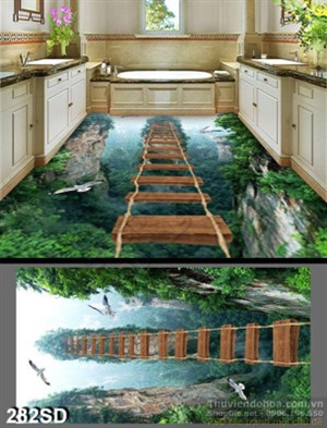 Tranh cây cầu bắc qua núi