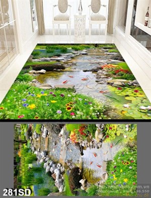 Tranh dòng suối trong công vườn