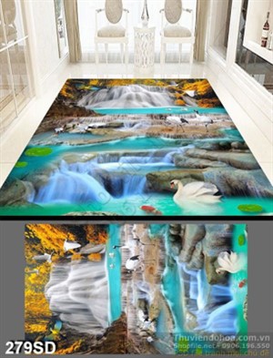 Tranh thác nước mùa thu