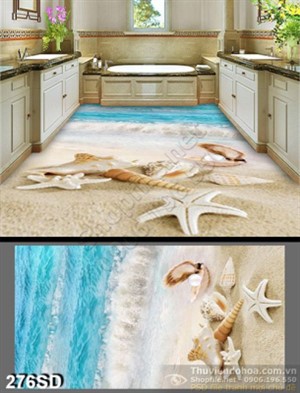 Tranh bãi biển và sao biển, vỏ sò