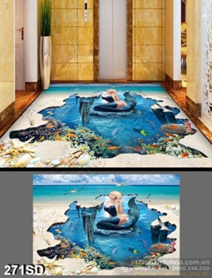 Tranh nàng tiên cá trên đại dương