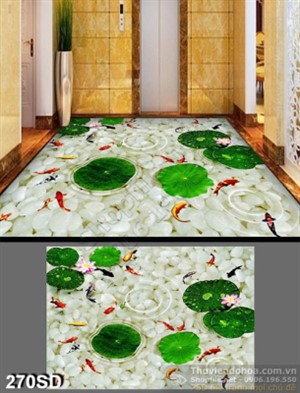 Tranh cá chép và lá Sen phong thủy