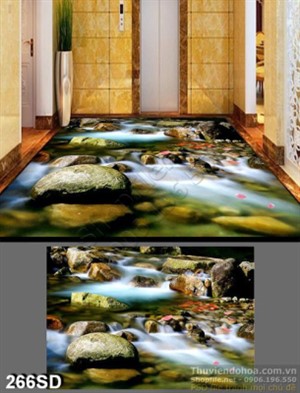 Tranh dòng suối trong rừng