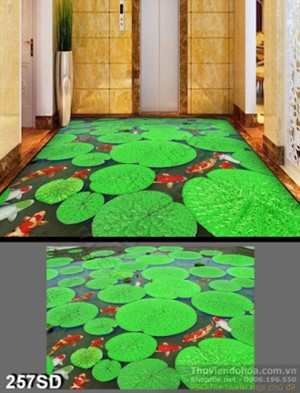 Tranh hồ cá chép và hoa Sen