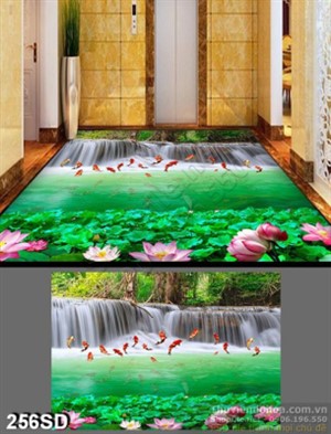 Tranh cá chép Koi ở suối