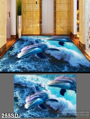 Tranh cá heo ở biển đại dương