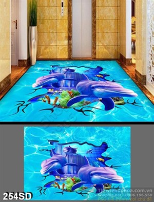 Tranh cá heo và đại dương xanh