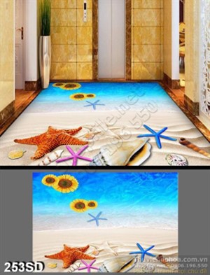 Tranh bãi biển và hoa hướng dương